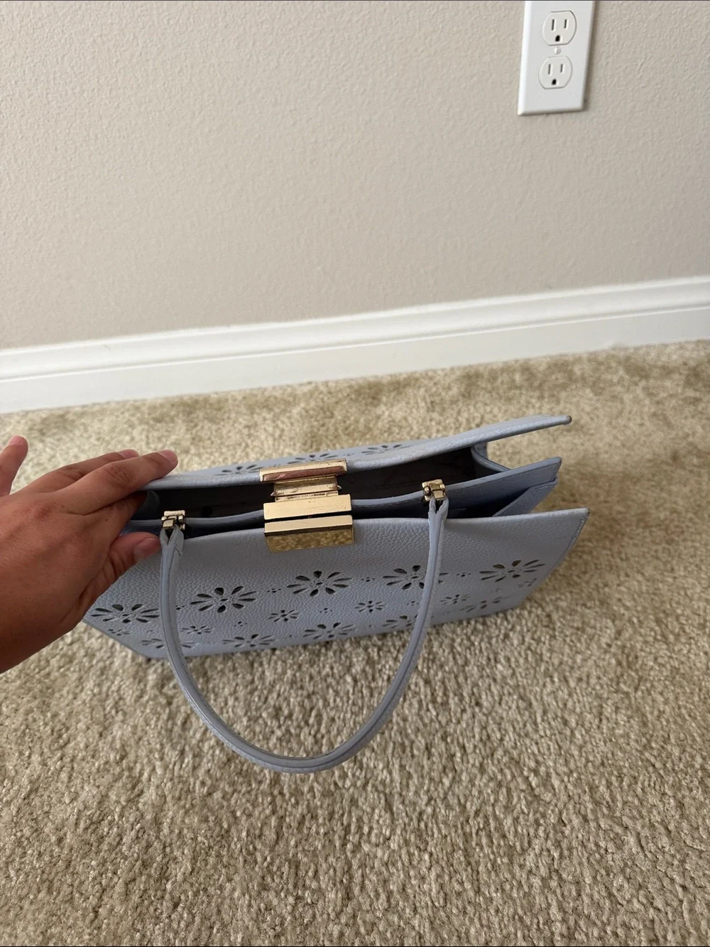 Kate spade Light Blue Floral Cutout Top-Handle Women's Bag